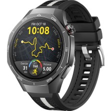 Sneezy Huawei Watch Gt5 Pro 46MM Ile Uyumlu Sportstripe Örgü Desen Metal Tokalı Silikon Akıllı Saat Kordonu