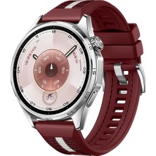 Sneezy Huawei Watch Gt6 46MM Ile Uyumlu Sportstripe Örgü Desen Metal Tokalı Silikon Akıllı Saat Kordonu
