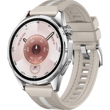 Sneezy Huawei Watch Gt6 46MM Ile Uyumlu Sportstripe Örgü Desen Metal Tokalı Silikon Akıllı Saat Kordonu