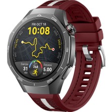 Sneezy Huawei Watch Gt5 Pro 46MM Ile Uyumlu Sportstripe Örgü Desen Metal Tokalı Silikon Akıllı Saat Kordonu