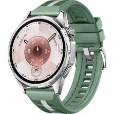 Sneezy Huawei Watch Gt6 46MM Ile Uyumlu Sportstripe Örgü Desen Metal Tokalı Silikon Akıllı Saat Kordonu