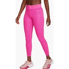 Nike Pro Dri Fit Trainning Medium Support Mid Rise 7/8 Length Kadın Desenli Antrenman Taytı Pembe