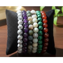 ALEV DOĞALTAŞ 6 ADET BİLEKLİK SETİ (MALAKİT,AMETİST,HAVLİT,AMAZONİT,YEŞİL AKİK , KAHVE KIRMIZI AKİK .)HUZUR VE DENGE .