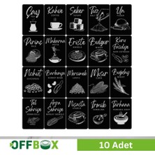 Offbox Yapışkanlı Saklama Kabı Bakliyat Etiketi - 20 Çeşit - 10 Adet