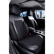 Startcar Renault Clio 3 Deri Detaylı Oto Koltuk Kılıfı Ön Arka Set Karbon Serisi Siyah Scr