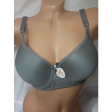 Shine Elagance Koyu Gri Renginde Desteksiz Balenli Rahat Kullanışlı Kadın Sütyen Pamuk Polyester ve Elastan Içerir