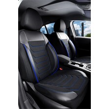 Startcar Peugeot 206 Deri Detaylı Oto Koltuk Kılıfı Ön Arka Set Karbon Serisi Siyah Mavi Scr