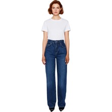 Ersefa Kadın Wide Leg Denim Pantolon Yüksek Bel Fonksiyonel Dayanıklı Kaliteli Konforlu Estetik Şık