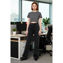 FRM Kadın Dokulu Wide Leg Jean Fonksiyonel Dayanıklı Kaliteli Konforlu Estetik Premium Modern Şık