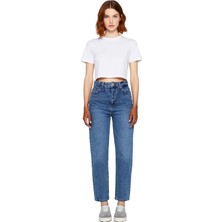 Ersefa Kadın Açık Yüksek Bel Mom Kesim Denim Pantolon Fonksiyonel Dayanıklı Kaliteli Konforlu Şık