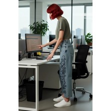 FRM Kadın Açık Nakışlı Yüksek Bel Geniş Paça Pantolon Fonksiyonel Dayanıklı Kaliteli Konforlu Şık