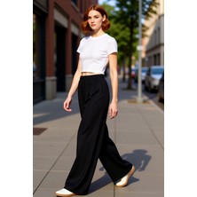 PayBuy Kadın Fitilli Wide Leg Esnek Örme Pantolon Fonksiyonel Dayanıklı Kaliteli Konforlu Estetik