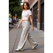 PayBuy Kadın Ekose Desenli Geniş Paça Denim Pantolon Normal Bel Fonksiyonel Dayanıklı Kaliteli Şık