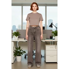 FRM Kadın Wide Leg Jean Antrasit Vintage Yıkama Fonksiyonel Dayanıklı Kaliteli Konforlu Modern