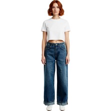 Ersefa Kadın Koyu Bol Kesim Denim Pantolon Fonksiyonel Dayanıklı Kaliteli Konforlu Estetik Modern