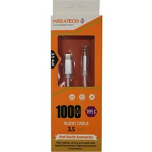 Megatech 1mt Aux Kablo Çelik Type-C 3.5AUX  (Kutulu)