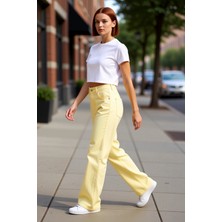 PayBuy Kadın Wide Leg Denim Pantolon Yüksek Bel Rahat Kesim Fonksiyonel Dayanıklı Kaliteli Modern