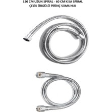 Bluera Çelik Örgülü Pirinç Somunlu Duş Hortumu Takımı 150CM-60CM