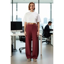 FRM Kadın Yüksek Bel Esnek Geniş Paça Pantolon Fonksiyonel Dayanıklı Kaliteli Konforlu Estetik