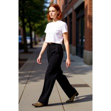 PayBuy Kadın Mürdüm Düz Kesim Yüksek Bel Nervür Detaylı Pantolon Fonksiyonel Dayanıklı Kaliteli Şık