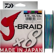 Daiwa J-Braid 8x Multi Color 150 mt 0.18 mm Ip Misina