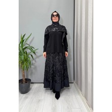 Misswhence Dantelli Etek Bluz Takım Siyah(Payetli) 38219