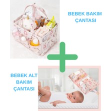 Premium Pembe Anne Bebek Bakım Çantası + Alt Açma Çantası Seti L Çok Bölmeli Organizer, Şık Tasarım