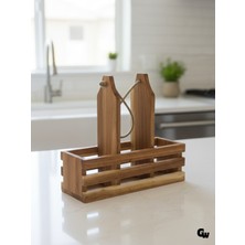 Ahşap Doğal 3lü Yağdanlık ve Sosluk Altı(Kiraz)