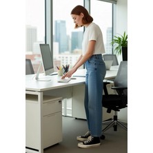 FRM Kadın Açık Yüksek Bel Düz Paça Denim Pantolon Fonksiyonel Dayanıklı Kaliteli Konforlu Spor