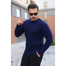 Etiler Collection Erkek Örgü Desen Bisiklet Yaka Kazak
