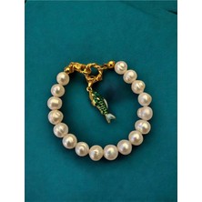 Taşmir Sertifikalı Gerçek Inci Bileklik 9-10 mm Balık Charm