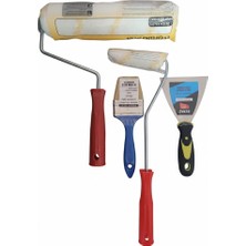 25 cm Rulo + Parmak Rulo + 3 Numara Kestirme Fırça ve Spatula Seti – Iç Cephe Boyama Için Tam Set