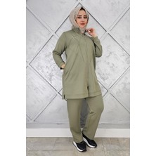 Pys Giyim Kadın Taş Detaylı Fermuarlı Tesettür Takım