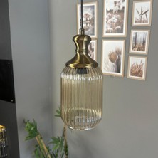 Bamyum Wingmn Bal Rengi Cam Tekli Avize Eskitme Tokmak Başlık Retro Sarkıt Restoran Salon Aydınlatma