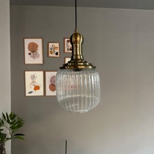 Bamyum Mopa Cam Şeffaf Tekli Avize Delikli Eskimte Başlık Retro Sarkıt Lamba Restoran Salon Aydınlatma