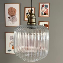 Bamyum Mopa Cam Şeffaf Tekli Avize Lale Başlık Retro Sarkıt Lamba Restoran Salon Aydınlatma