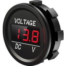 Devremarkt Su Geçirmez Dc 6V / 48V Voltmetre Yuvarlak Panel Tip Montajlanabilir Dijital Kırmızı Renk LED