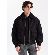 Jack & Jones Siyah Erkek Mont 12282951_JORINWOOD Bomber Jacket