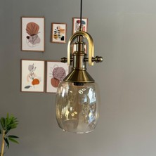 Bamyum Pearl Cam Bal Rengi Tekli Avize Gemici Eskitme Başlık Retro Sarkıt Lamba Salon Aydınlatma