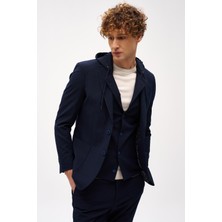 İGS Erkek Lacivert Slim Fit / Dar Kalıp Mono Yaka Kombinli Takım Elbise