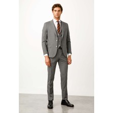 İGS Erkek Gri Regularfit / Rahat Kalıp Geniş Mono Kombinli Takım Elbise