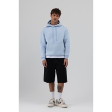Vamos Basic Oversize Kapüşonlu Sweatshirt Bebe Mavi
