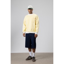 Vamos Bisiklet Yaka Cep Detaylı Oversize Sweatshirt Sarı