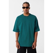 Vamos Basic Oversize Bisiklet Yaka Tişört Nefti