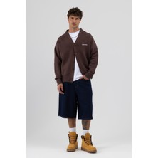 Vamos Oversize Düğmeli Sweatshirt Kahve