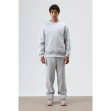 Vamos Basic Oversize Yıkamalı Sweatshirt Açık Gri