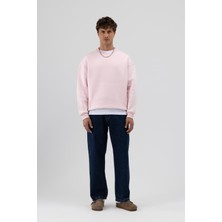Vamos Basic Bisiklet Yaka Oversize Sweatshirt Pembe