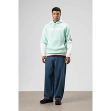 Vamos Oversize Baskılı Kapüşonlu Sweatshirt Mint