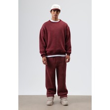 Vamos Yıkamalı Baggy Eşofman Alt Bordo