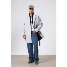 Vamos Kemerli Oversize Kaşe Kaban Gri